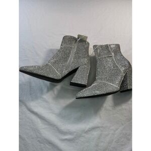 A New Day Womens Size 7.5 Ankle Boots Sparkly Cushioned Ponty Booties Silver